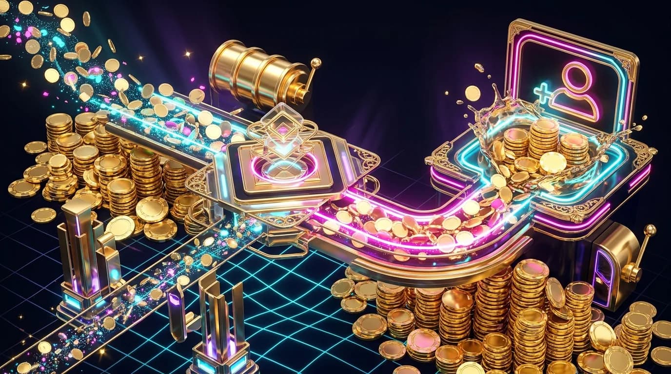 Duel.com rakeback diagram — a wager splitting into house edge and an instant 50% rebate flowing back to the player's balance