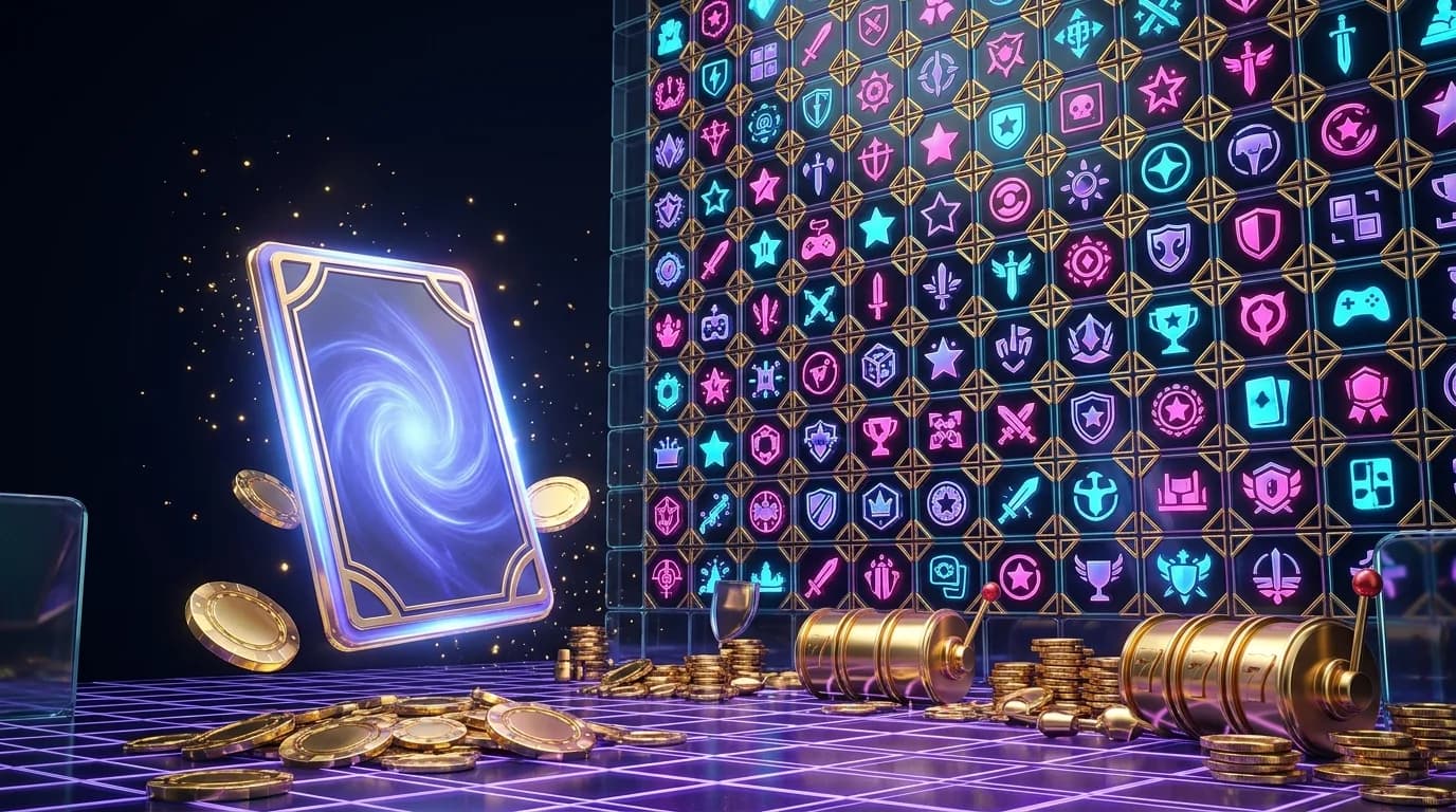 Duel vs BC.Game comparison — single glowing rakeback card facing a towering wall of game tiles and quest badges